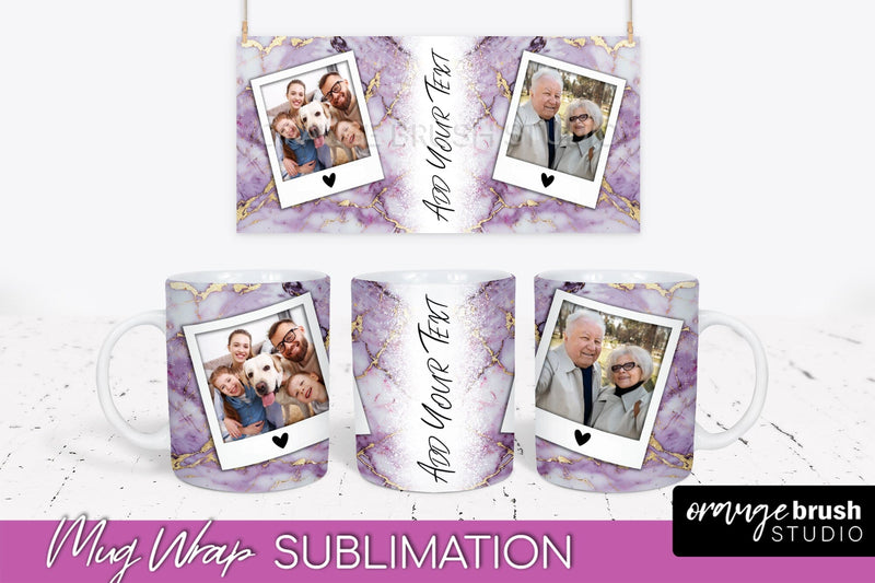 Add Your Photo Mug Wrap - Marble Mug Sublimation Design Sublimation OrangeBrushStudio 
