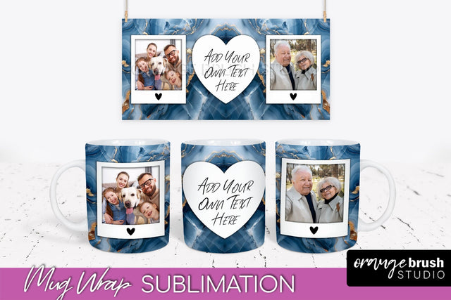 Add Your Photo Mug Wrap - Marble Mug Sublimation Design Sublimation OrangeBrushStudio 