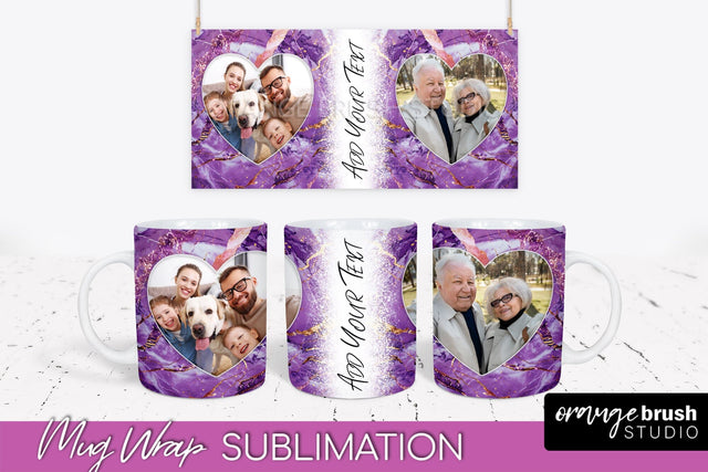 Add Your Photo Mug Wrap - Marble Mug Sublimation Design Sublimation OrangeBrushStudio 