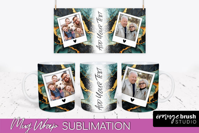 Add Your Photo Mug Wrap - Marble Mug Sublimation Design Sublimation OrangeBrushStudio 