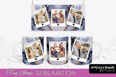 Add Your Photo Mug Wrap - Marble Mug Sublimation Design Sublimation OrangeBrushStudio 