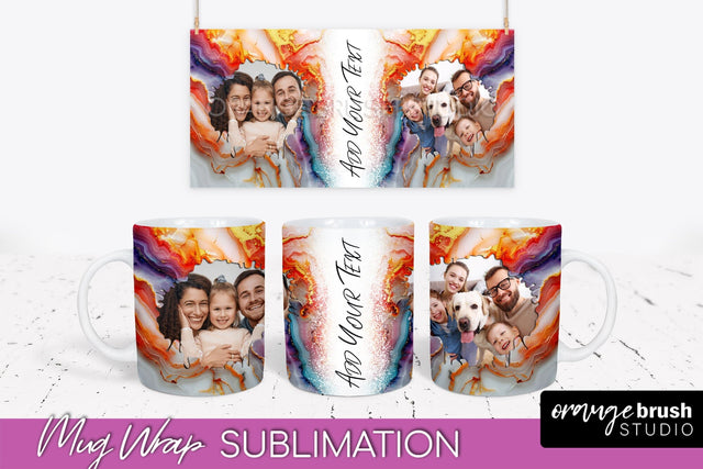 Add Your Photo Mug Wrap - Marble Mug Sublimation Design Sublimation OrangeBrushStudio 