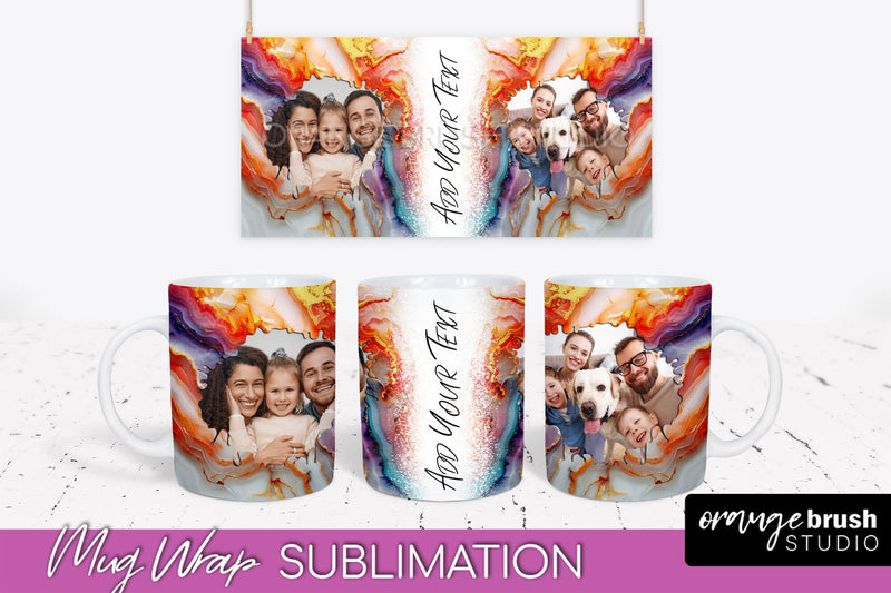Add Your Photo Mug Wrap - Marble Mug Sublimation Design Sublimation OrangeBrushStudio 
