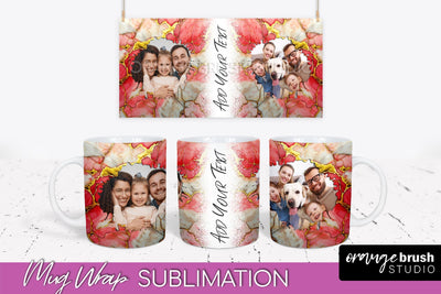 Add Your Photo Mug Wrap - Marble Mug Sublimation Design Sublimation OrangeBrushStudio 