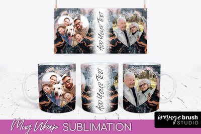 Add Your Photo Mug Wrap - Marble Mug Sublimation Design Sublimation OrangeBrushStudio 