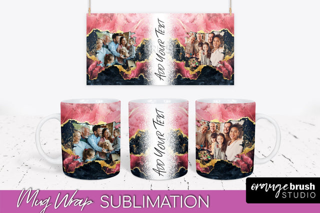 Add Your Photo Mug Wrap - Marble Mug Sublimation Design Sublimation OrangeBrushStudio 
