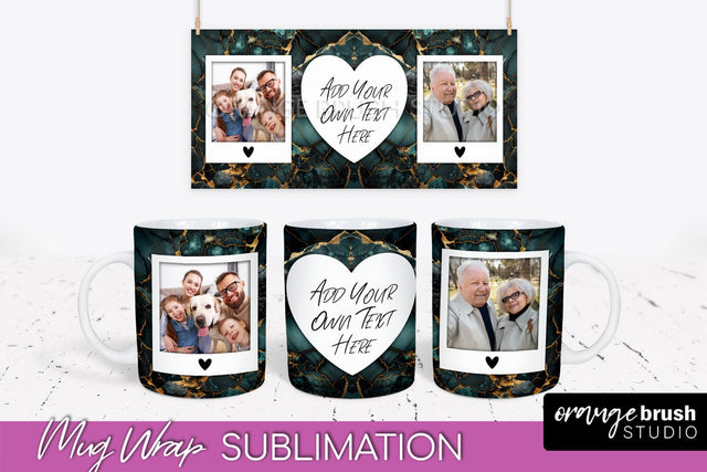 Add Your Photo Mug Wrap - Marble Mug Sublimation Design Sublimation OrangeBrushStudio 