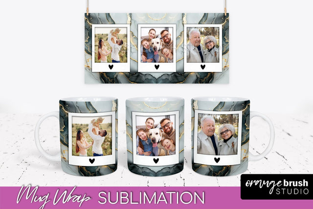 Add Your Photo Mug Wrap - Marble Mug Sublimation Design Sublimation OrangeBrushStudio 