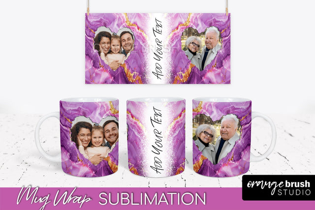 Add Your Photo Mug Wrap - Marble Mug Sublimation Design Sublimation OrangeBrushStudio 