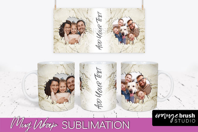Add Your Photo Mug Wrap - Marble Mug Sublimation Design Sublimation OrangeBrushStudio 