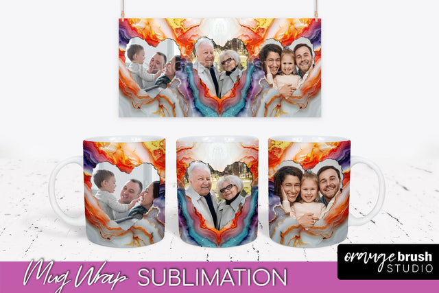 Add Your Photo Mug Wrap - Marble Mug Sublimation Design Sublimation OrangeBrushStudio 