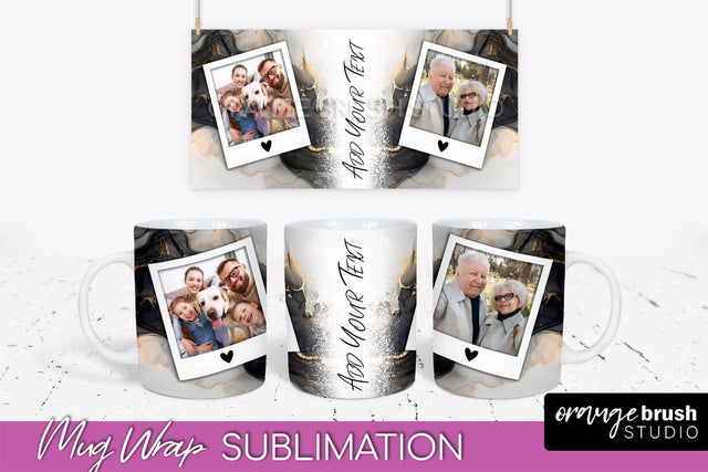Add Your Photo Mug Wrap - Marble Mug Sublimation Design Sublimation OrangeBrushStudio 
