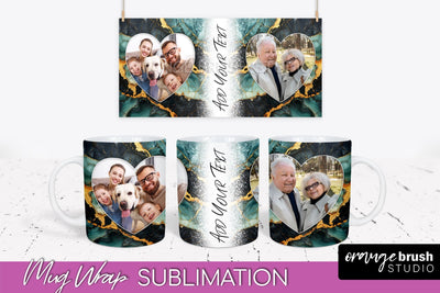Add Your Photo Mug Wrap - Marble Mug Sublimation Design Sublimation OrangeBrushStudio 