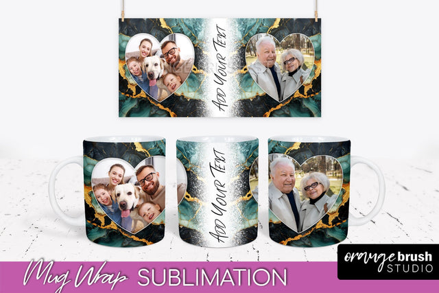 Add Your Photo Mug Wrap - Marble Mug Sublimation Design Sublimation OrangeBrushStudio 