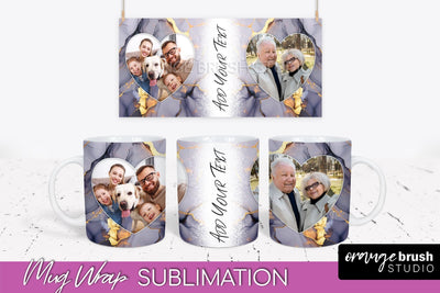 Add Your Photo Mug Wrap - Marble Mug Sublimation Design Sublimation OrangeBrushStudio 