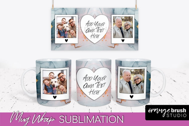 Add Your Photo Mug Wrap - Marble Mug Sublimation Design Sublimation OrangeBrushStudio 