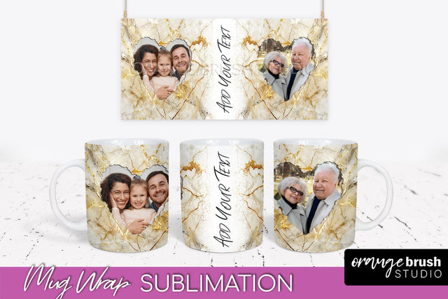 Add Your Photo Mug Wrap - Marble Mug Sublimation Design Sublimation OrangeBrushStudio 