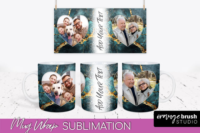 Add Your Photo Mug Wrap - Marble Mug Sublimation Design Sublimation OrangeBrushStudio 
