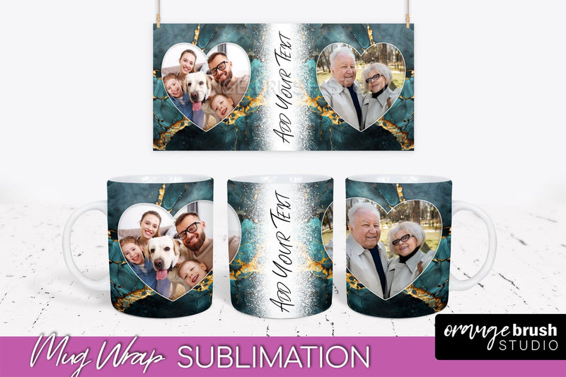 Add Your Photo Mug Wrap - Marble Mug Sublimation Design Sublimation OrangeBrushStudio 