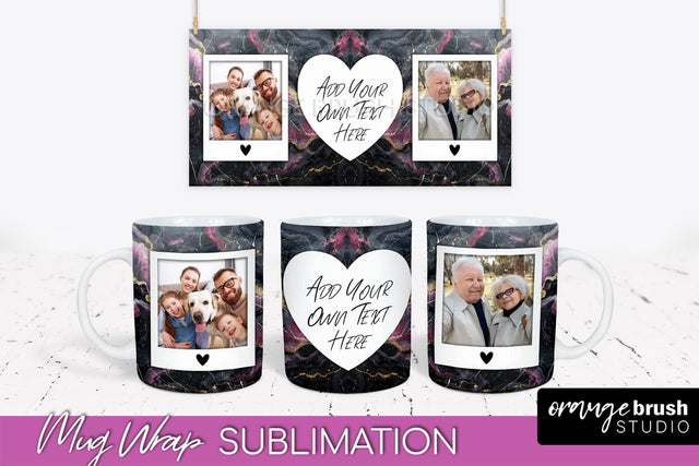 Add Your Photo Mug Wrap - Marble Mug Sublimation Design Sublimation OrangeBrushStudio 