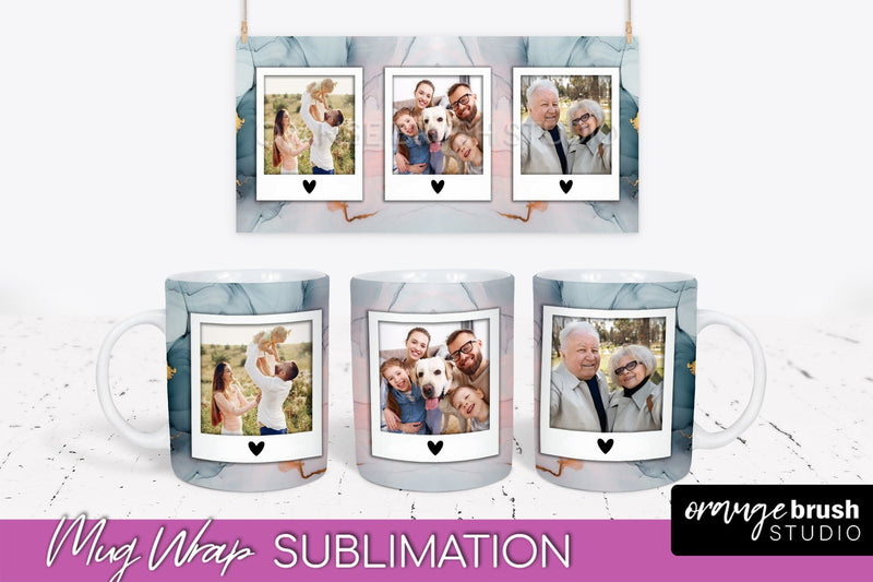 Add Your Photo Mug Wrap - Marble Mug Sublimation Design Sublimation OrangeBrushStudio 