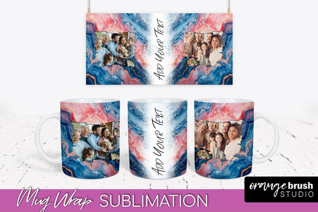 Add Your Photo Mug Wrap - Marble Mug Sublimation Design Sublimation OrangeBrushStudio 