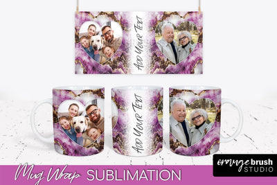 Add Your Photo Mug Wrap - Marble Mug Sublimation Design Sublimation OrangeBrushStudio 