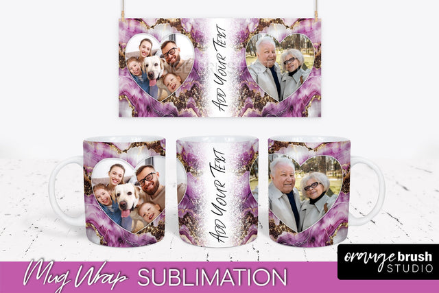 Add Your Photo Mug Wrap - Marble Mug Sublimation Design Sublimation OrangeBrushStudio 