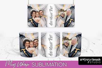 Add Your Photo Mug Wrap - Marble Mug Sublimation Design Sublimation OrangeBrushStudio 