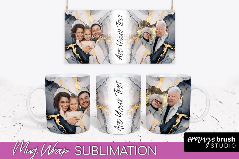 Add Your Photo Mug Wrap - Marble Mug Sublimation Design Sublimation OrangeBrushStudio 