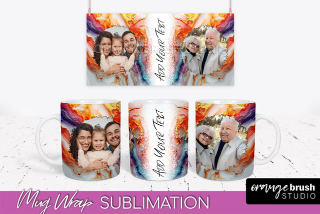 Add Your Photo Mug Wrap - Marble Mug Sublimation Design Sublimation OrangeBrushStudio 