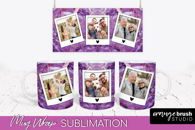 Add Your Photo Mug Wrap - Marble Mug Sublimation Design Sublimation OrangeBrushStudio 