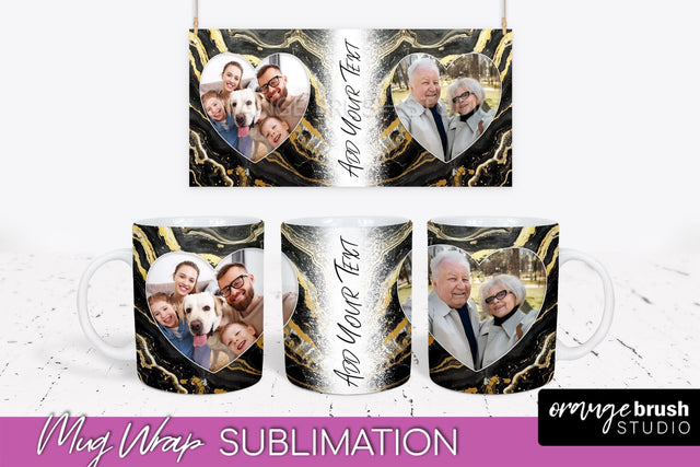 Add Your Photo Mug Wrap - Marble Mug Sublimation Design Sublimation OrangeBrushStudio 