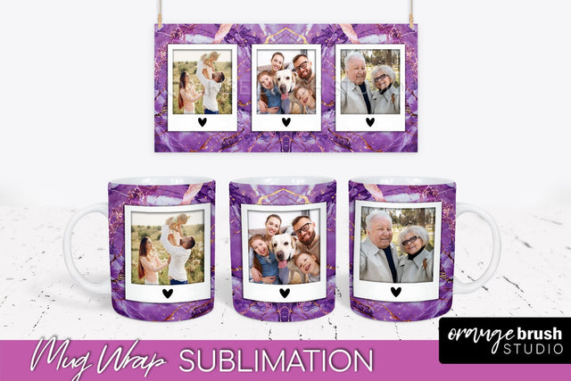 Add Your Photo Mug Wrap - Marble Mug Sublimation Design Sublimation OrangeBrushStudio 