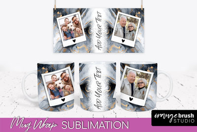 Add Your Photo Mug Wrap - Marble Mug Sublimation Design Sublimation OrangeBrushStudio 