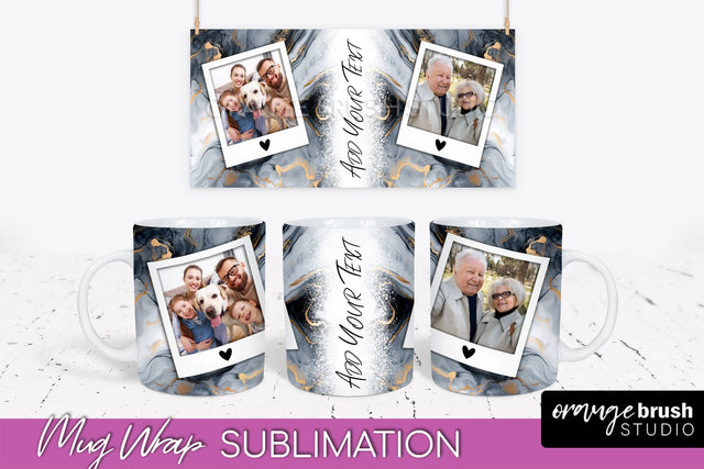 Add Your Photo Mug Wrap - Marble Mug Sublimation Design Sublimation OrangeBrushStudio 