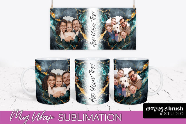 Add Your Photo Mug Wrap - Marble Mug Sublimation Design Sublimation OrangeBrushStudio 