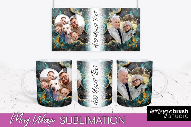 Add Your Photo Mug Wrap - Marble Mug Sublimation Design Sublimation OrangeBrushStudio 
