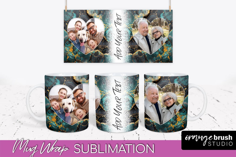 Add Your Photo Mug Wrap - Marble Mug Sublimation Design Sublimation OrangeBrushStudio 