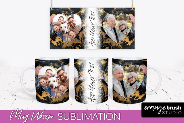 Add Your Photo Mug Wrap - Marble Mug Sublimation Design Sublimation OrangeBrushStudio 