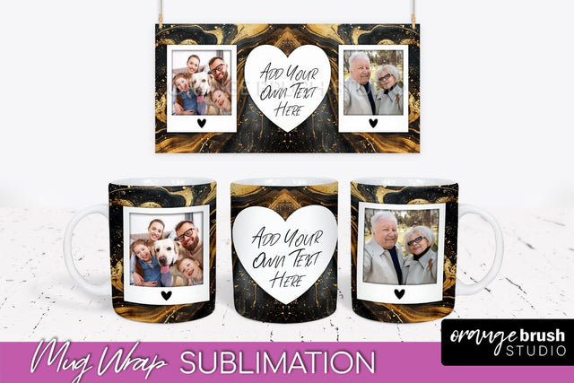 Add Your Photo Mug Wrap - Marble Mug Sublimation Design Sublimation OrangeBrushStudio 