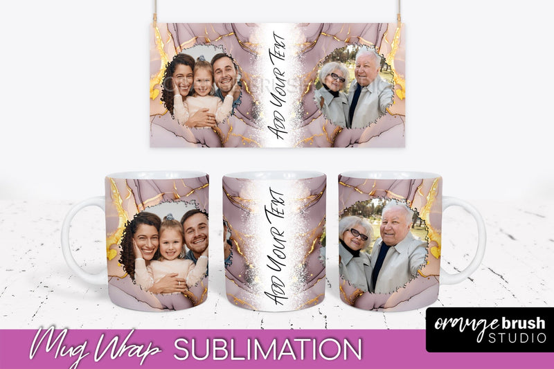Add Your Photo Mug Wrap - Marble Mug Sublimation Design Sublimation OrangeBrushStudio 