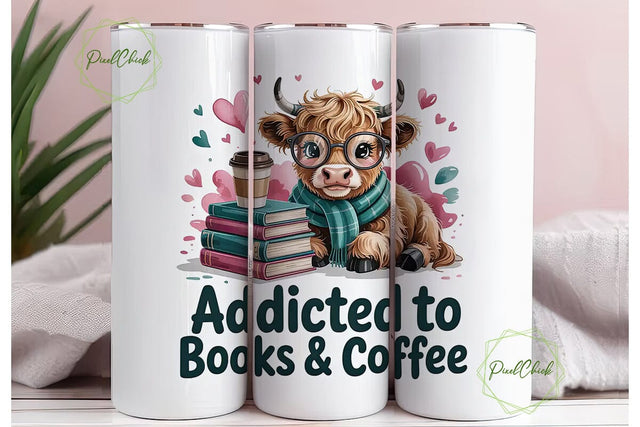 Addicted to Books & Coffee 20oz Tumbler Sublimation PixelChick 
