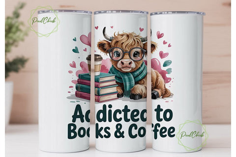 Addicted to Books & Coffee 20oz Tumbler Sublimation PixelChick 