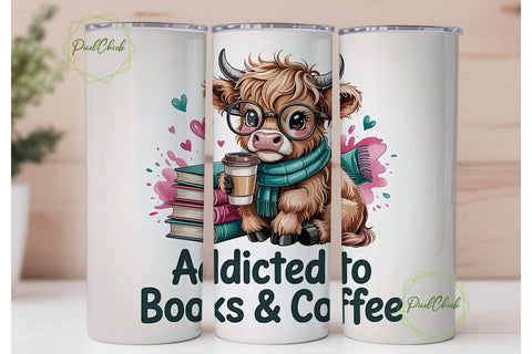 Addicted to Books & Coffee 20oz Tumbler Sublimation PixelChick 
