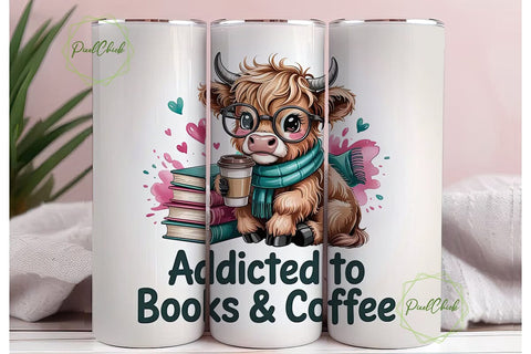 Addicted to Books & Coffee 20oz Tumbler Sublimation PixelChick 