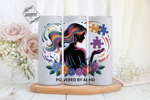 ADHD Awareness Floral 20oz Tumbler Wrap Sublimation sassyprint 