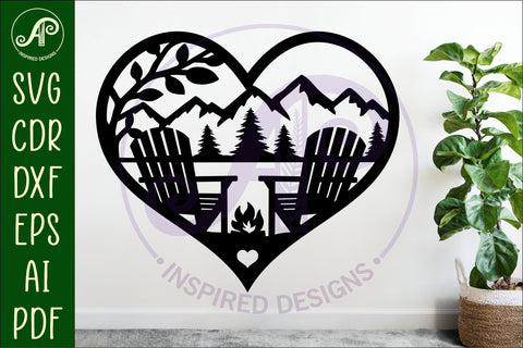 Adirondack chairs heart wall sign, SVG file. SVG APInspireddesigns 