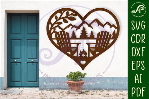 Adirondack chairs heart wall sign, SVG file. SVG APInspireddesigns 