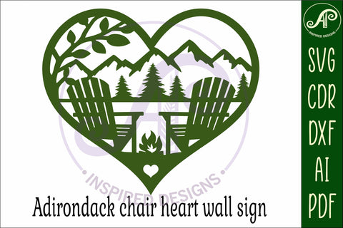 Adirondack chairs heart wall sign, SVG file. SVG APInspireddesigns 